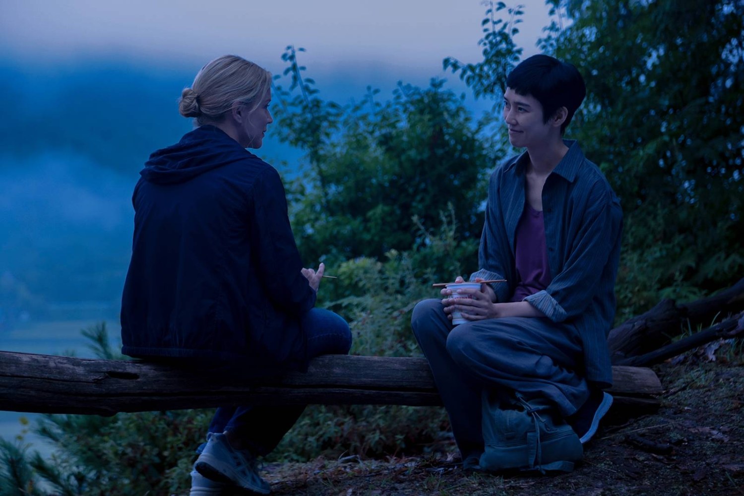 Virginie Efira and Tao Okamoto in All of a Sudden